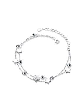 925 Sterling Silver Star Double Chain Bracelet